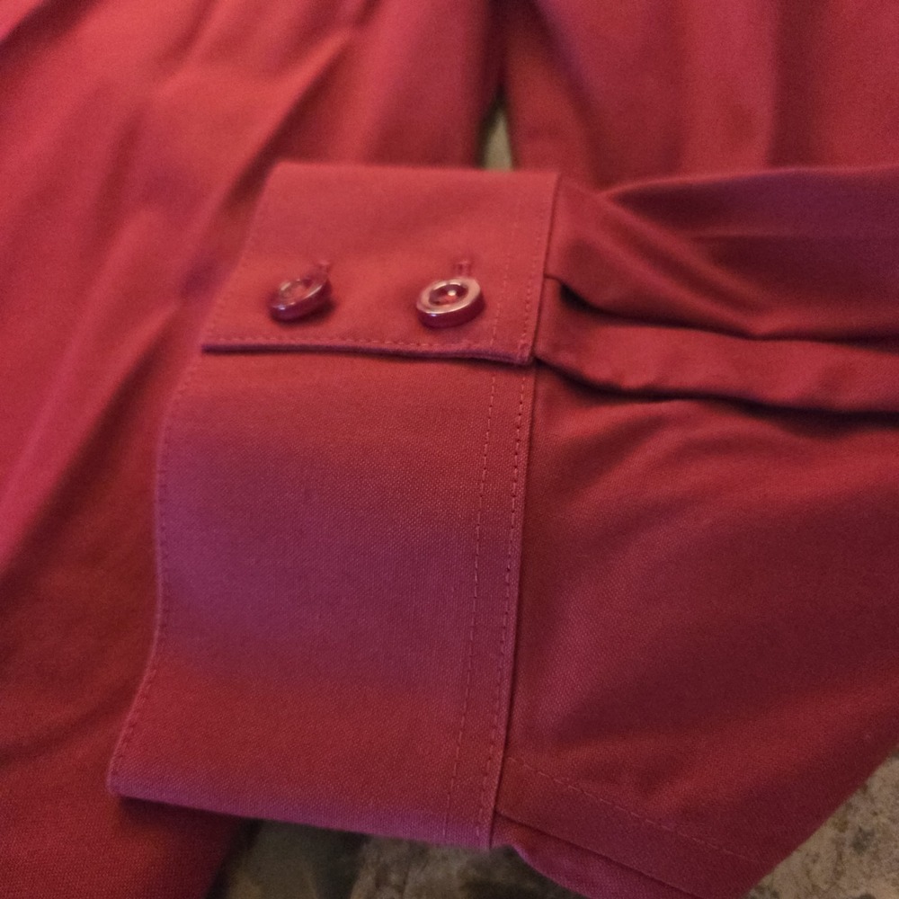 Investments sz 18W burgundy button up shirt NWT casual career basic cotton/spndx - Picture 8 of 14